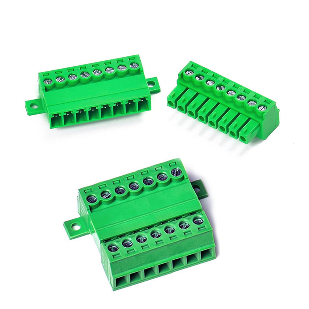 2 Set 8 Pin 3.81mm Pitch Panel Mount Screw Terminal Block Connector - Phoenix Type Connector - 8A, 300V, 16-28AWG