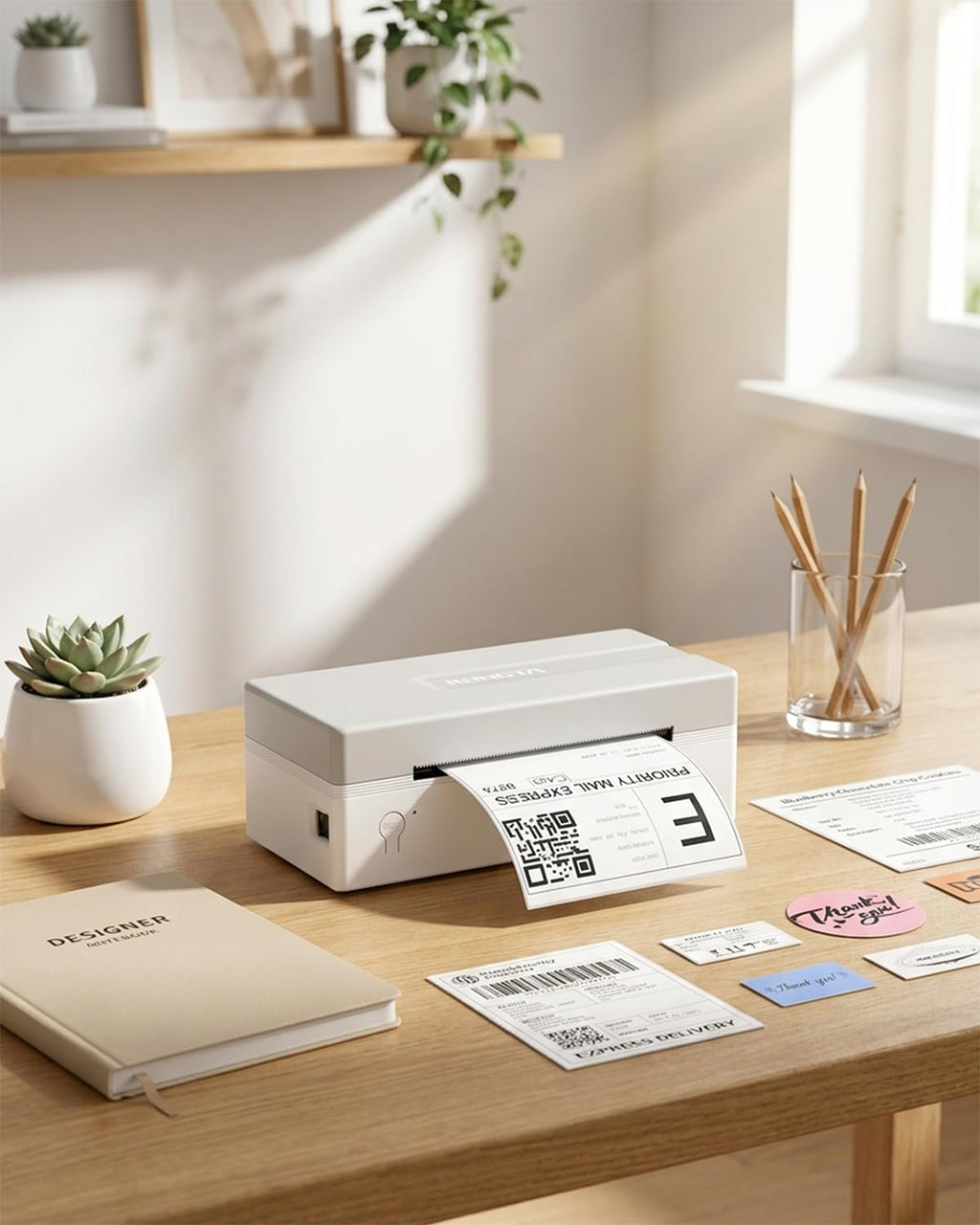 Shipping Label Printer Bluetooth 4x6 Thermal Label Printer, White