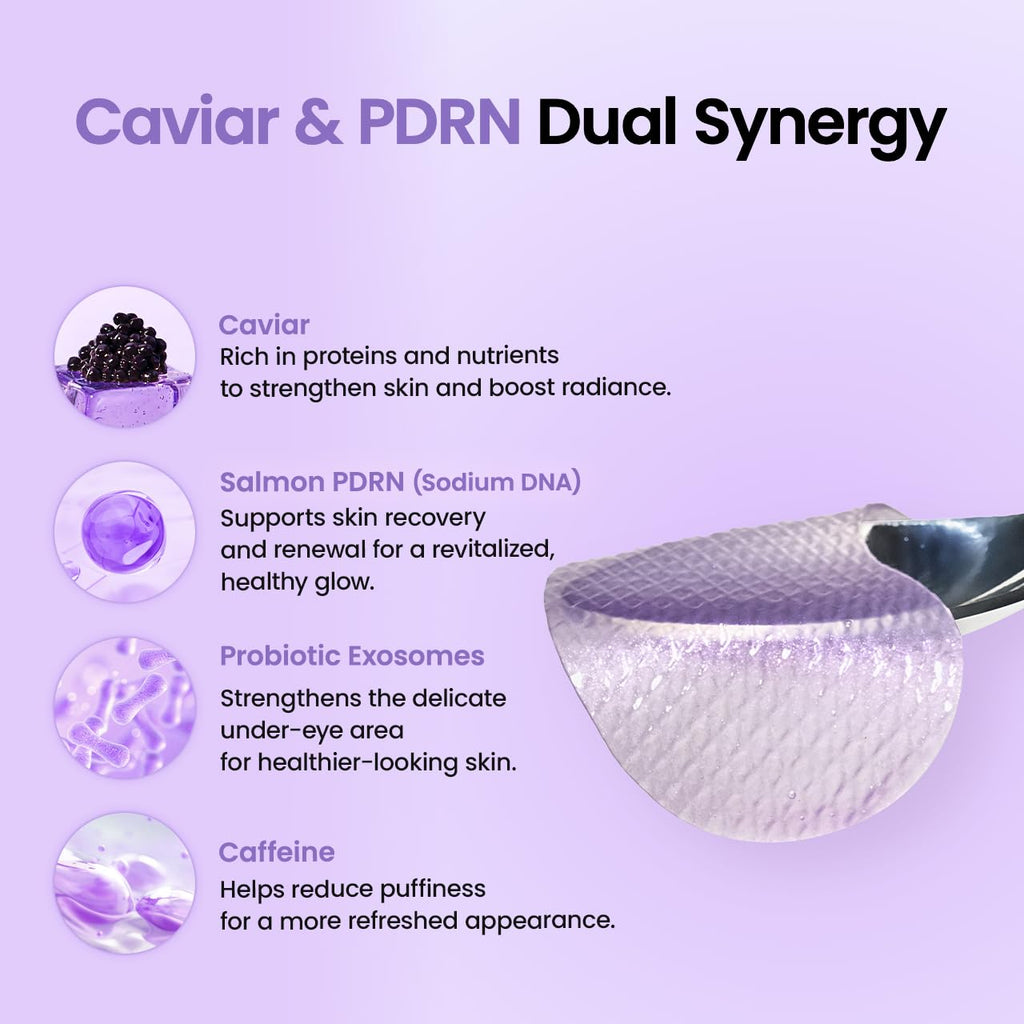 Caviar PDRN Eye Patches, Nourishing Under Eye Patches for Dark Circles, Depuffing Eye Mask for Puffy & Tired Eyes