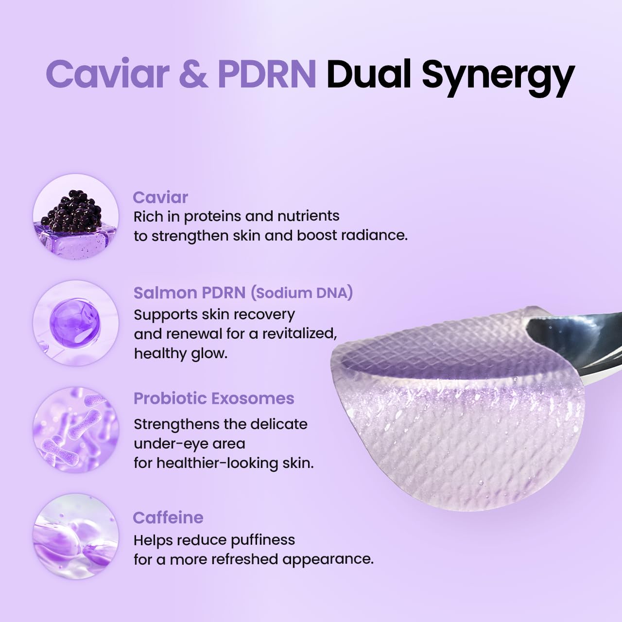Caviar PDRN Eye Patches, Nourishing Under Eye Patches for Dark Circles, Depuffing Eye Mask for Puffy & Tired Eyes