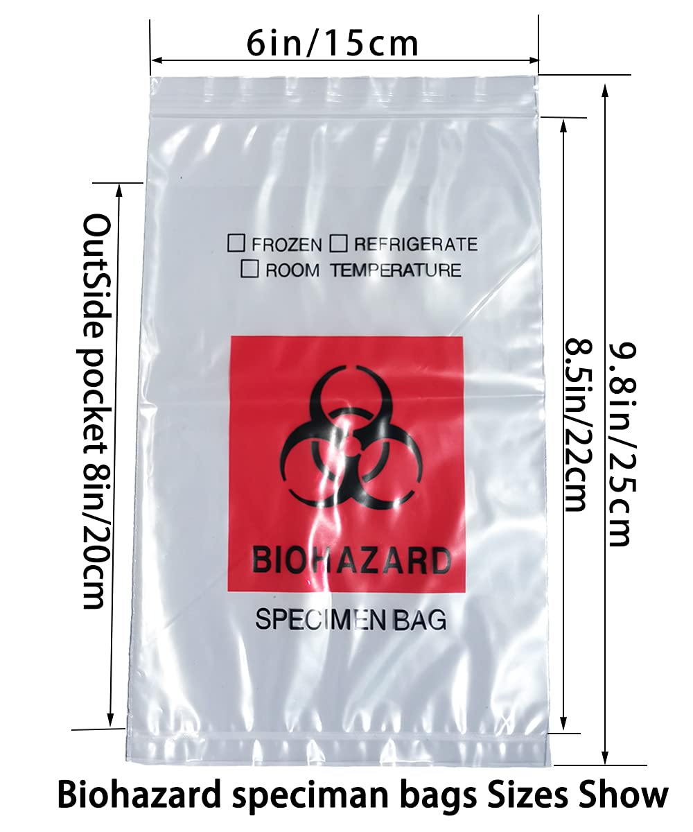 Biohazard Specimen Bags,500pcs 6x9in/15x25cm Sample Bags