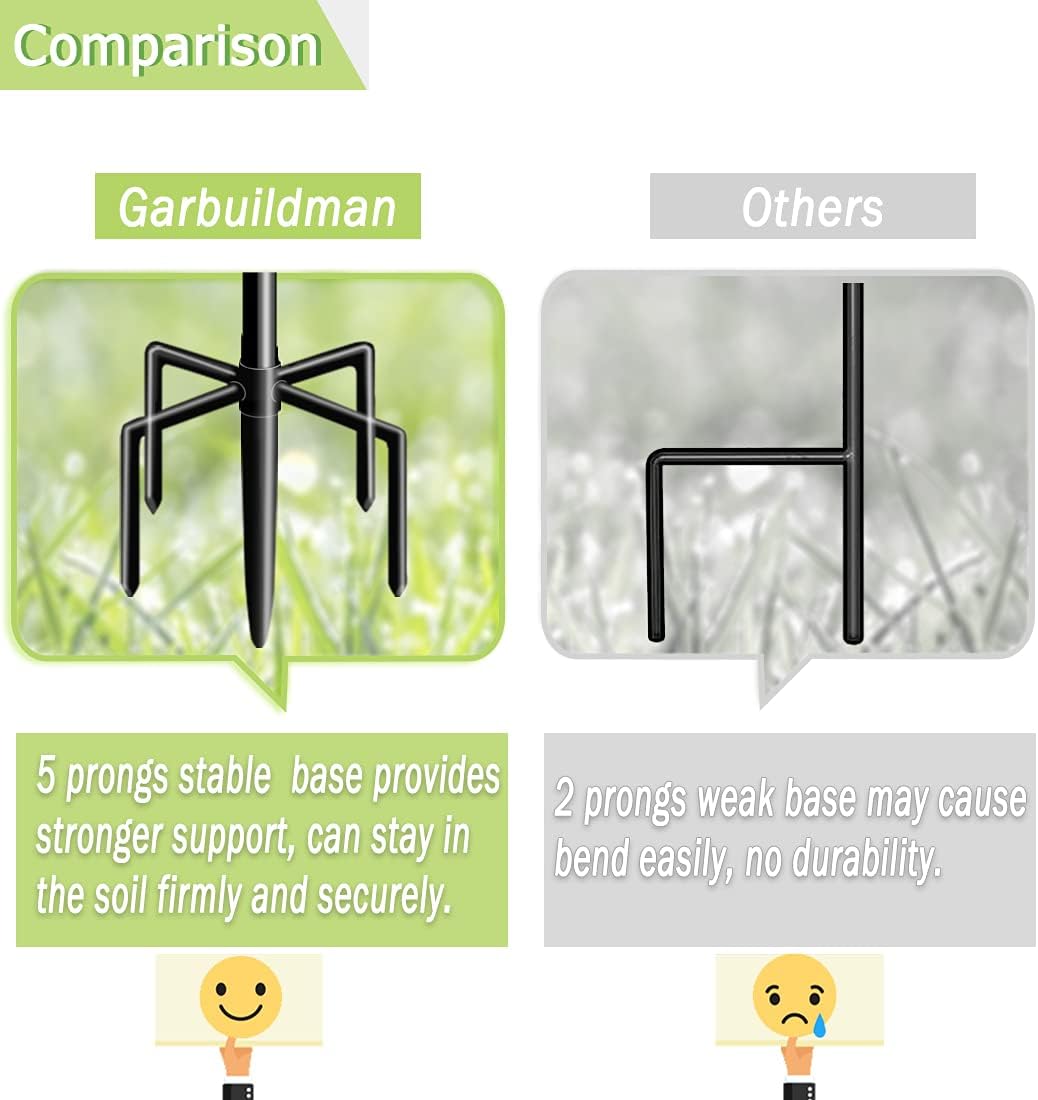 60 Inch Tall Shepherd Hooks with 5-Forked Base, Adjustable Heavy Duty Bird Feeder Pole Stand Hanger for Outdoor