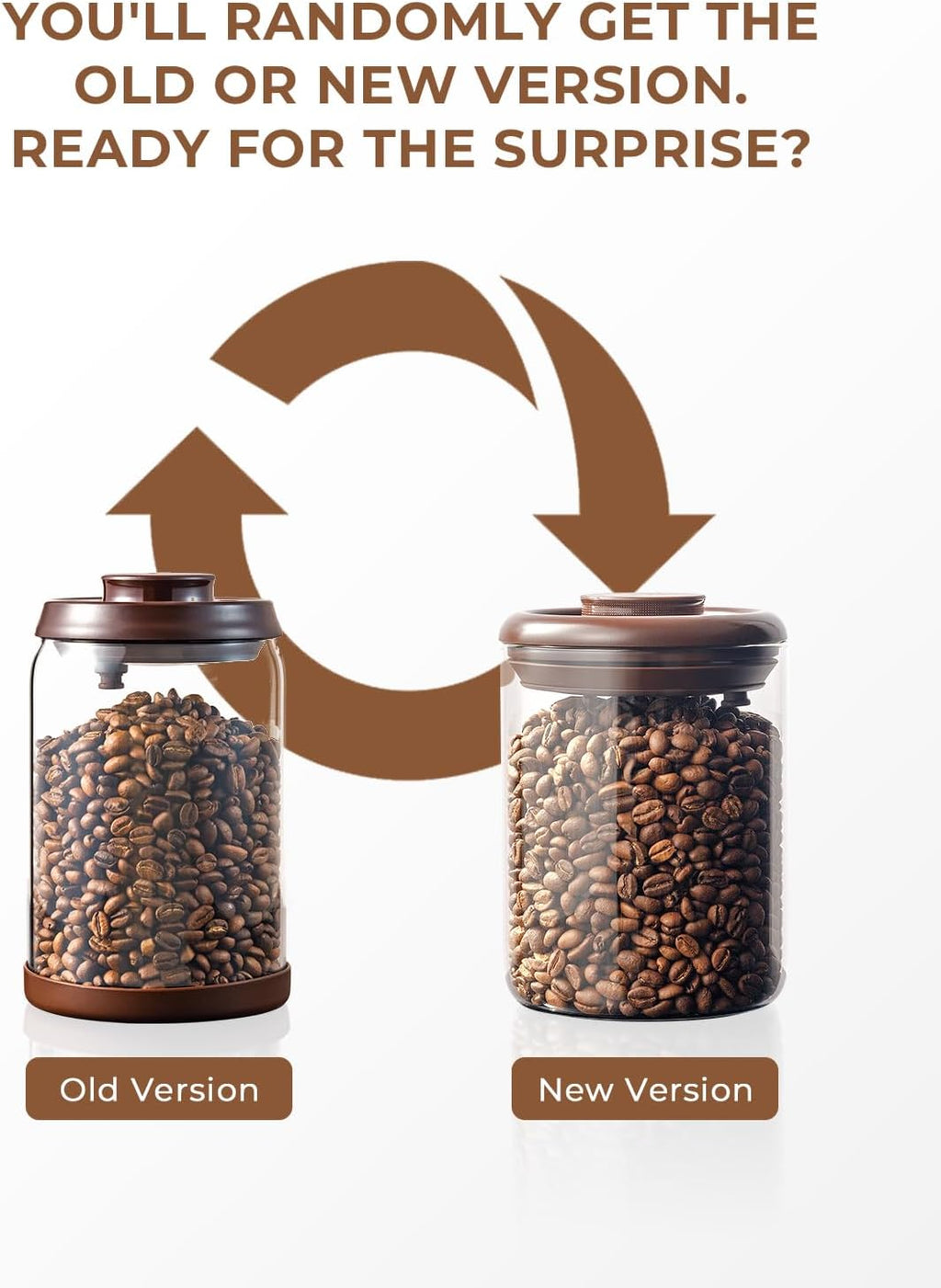 Glass Coffee Bean Jar – Pop Top Air Tight Coffee Bean Container with CO2 Valve, 10 oz Coffee Storage Airtight