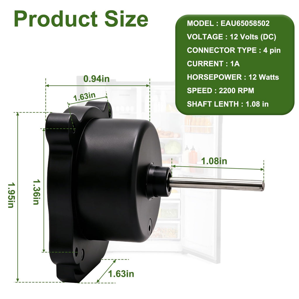 EAU65058502 Refrigerator Condenser Fan Motor Compatible with LG Fridge