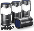 4-Pack Solar Camping Lantern, USB Rechargeable LED Lanterns Battery Powered Pop Up Flashlight Lamps with Three Modes