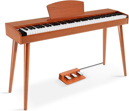 88 Key Semi Weighted Digital Piano for Beginners, Electric Piano Keyboard with Triple Pedal, USB-MIDI, BT, Sheet