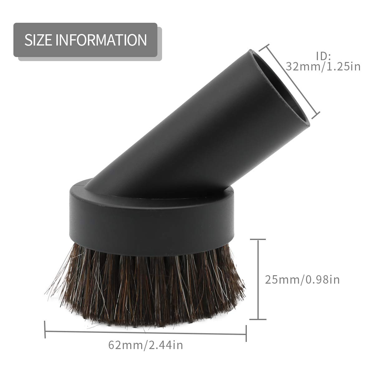 GTHER Vacuum Brush Attachment, Round Dust Vacuum Horse Hair Cleaner Replacement Brush 1 1/4" 1.25" 32mm for Vacuuming Sofas and Baseboards, Black