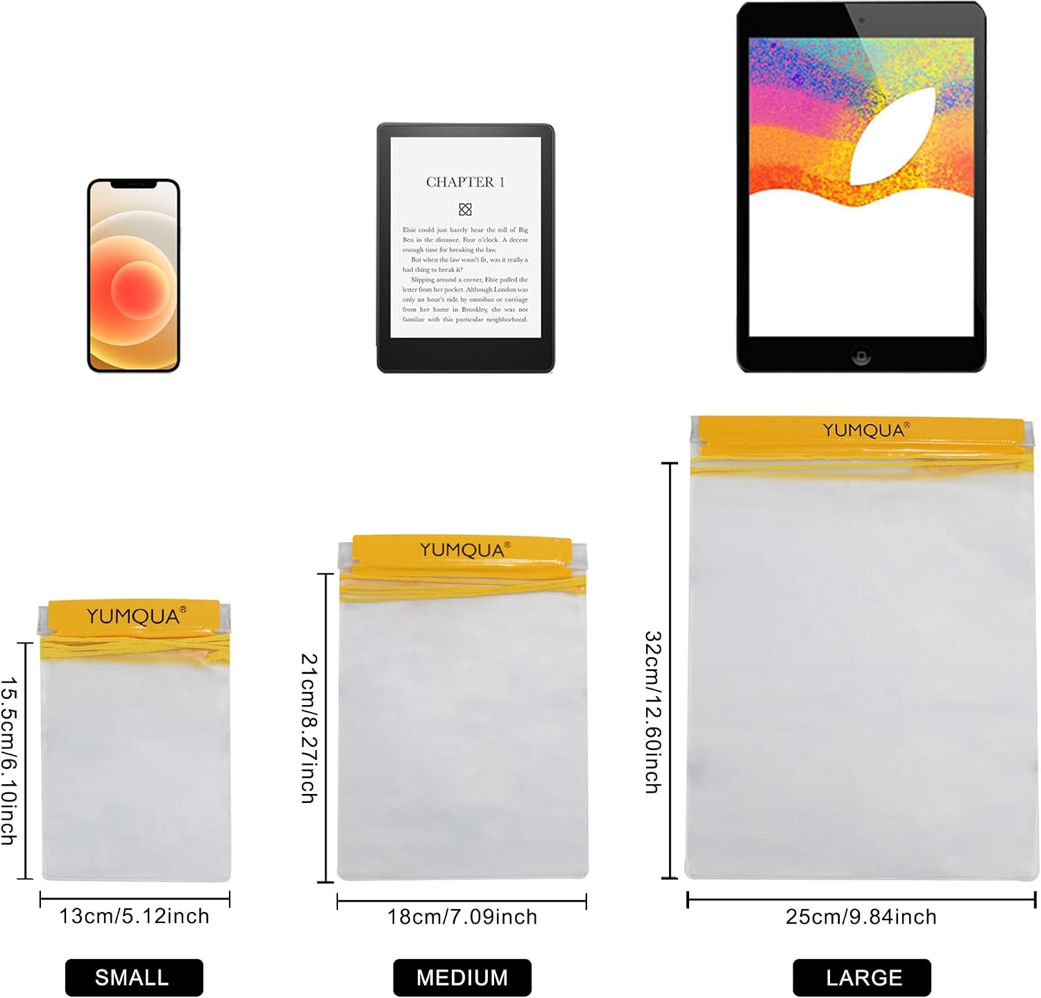 Waterproof Pouch Dry Bags Document Map Holder for Water Sport 3PACK | Clear Waterproof Bag, Screen touch Water Proof