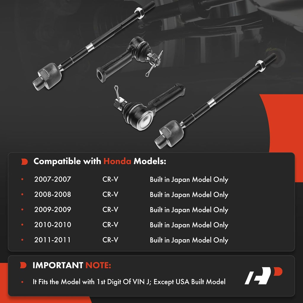 A-Premium Front Inner & Outer Tie Rod End Kit Fix Uneven Tire Wear