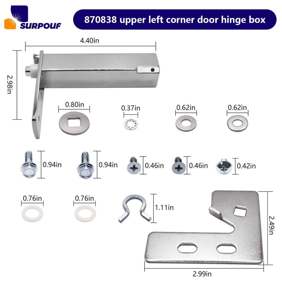 870838 Top Left Door Hinge Cartridge Fits For TRUE Door Hinge Kit