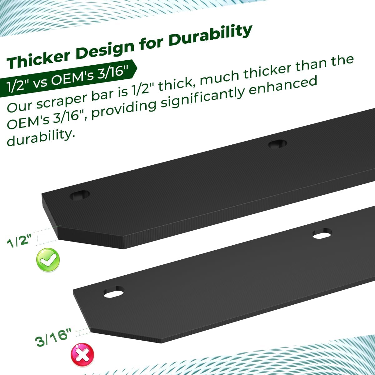 1/2" Poly Cutting Edge Scraper Bar For John Deere 54" Blade M75679 | Fits For John Deere 54" Front Mount Snow Blade