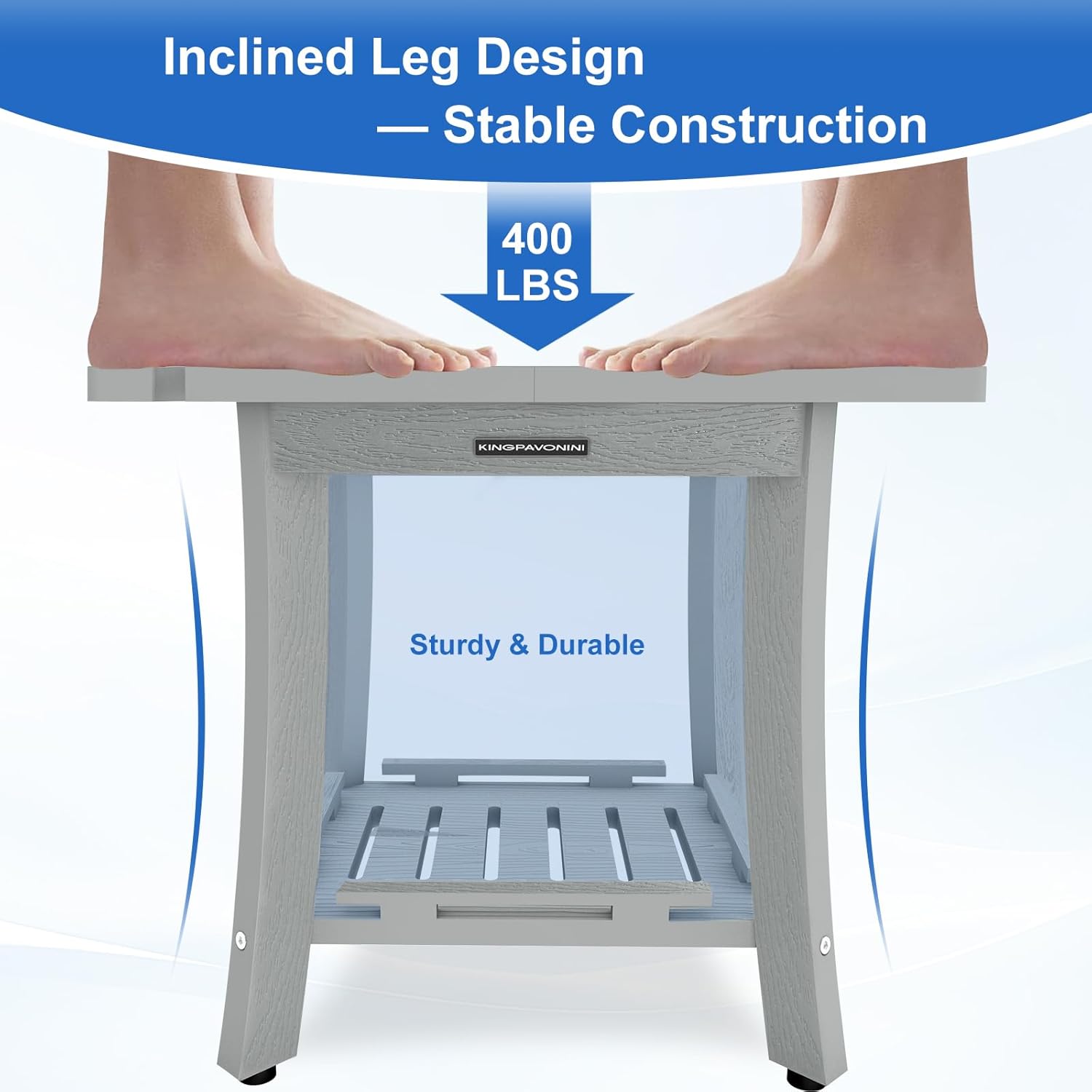 HDPS Shower Benches for Inside Shower to Sit on, Waterproof Shower Stool for Shaving Legs, Heavy Duty 400LBS Shower