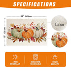 Orange Pumpkins Leaves Fall Placemats Set of 4