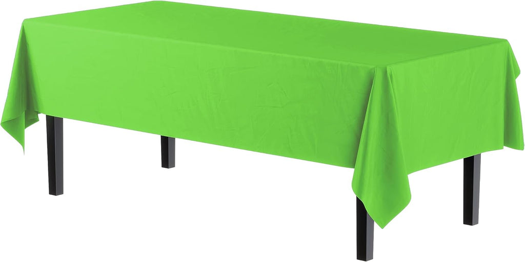 Lime Green Rectangular Plastic Tablecloth - 54x108 Inch, Pack of 24