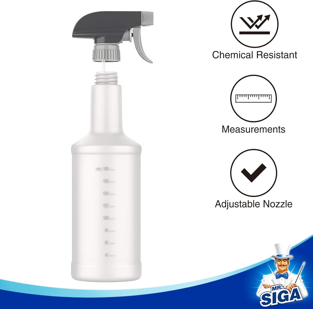24 oz Empty Plastic Spray Bottles for Cleaning Solutions, Heavy Duty Household Reusable Spray Bottles with