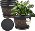 10 Inch Retro Plant Pots 4 Pack with Drainage and Saucers Copper | Copper retro PP pots with drainage holes and