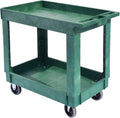 Heavy-Duty Rolling Storage Cart with Open Plastic Shelves and Tall Lip, 500 LB Capacity Utility Cart with Tray Top
