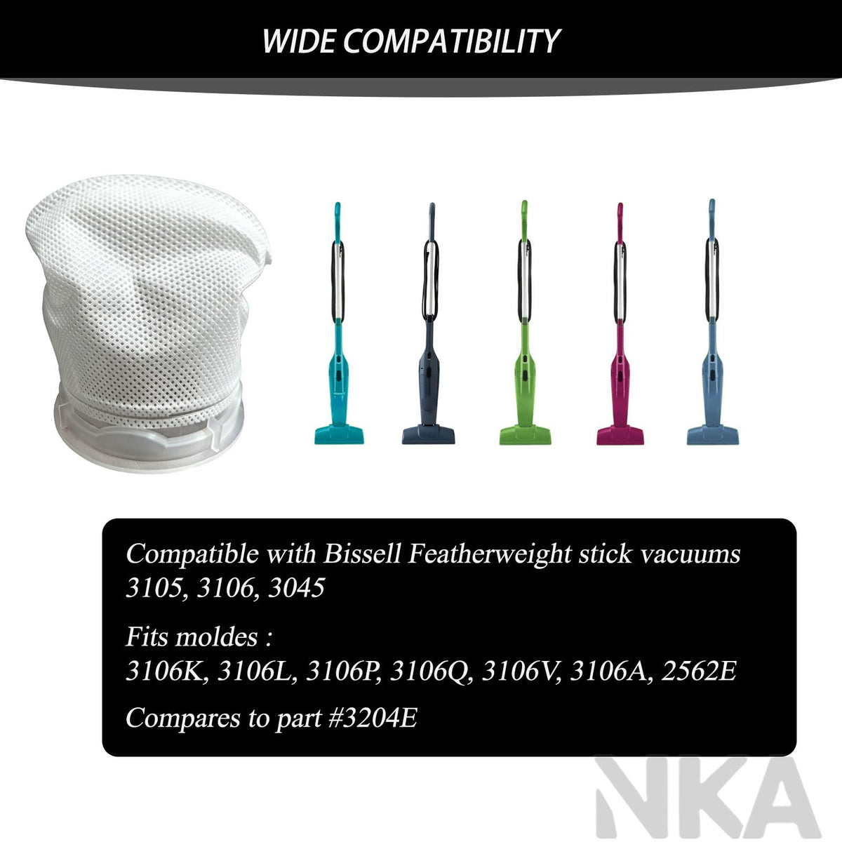 6 Pack 3204E Filter Compatible with Bissell Featherweight 3105 3106 3045