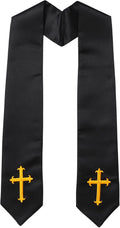 Clergy Stole with Embroidery Cross, Unisex Minister Priest Stole for Wedding Church Service Accessories 60/72 Inch