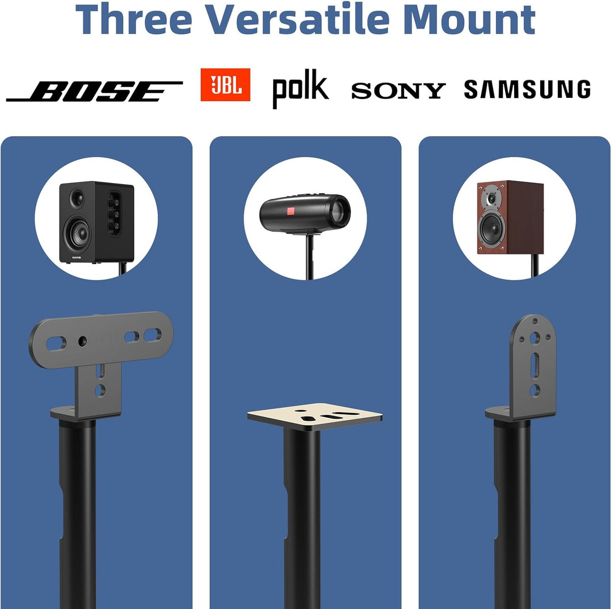 Universal Speaker Stands Pair, Satellite & Bookshelf Speaker Stands-28-38in Adjustable, Surround Sound Speaker Stand
