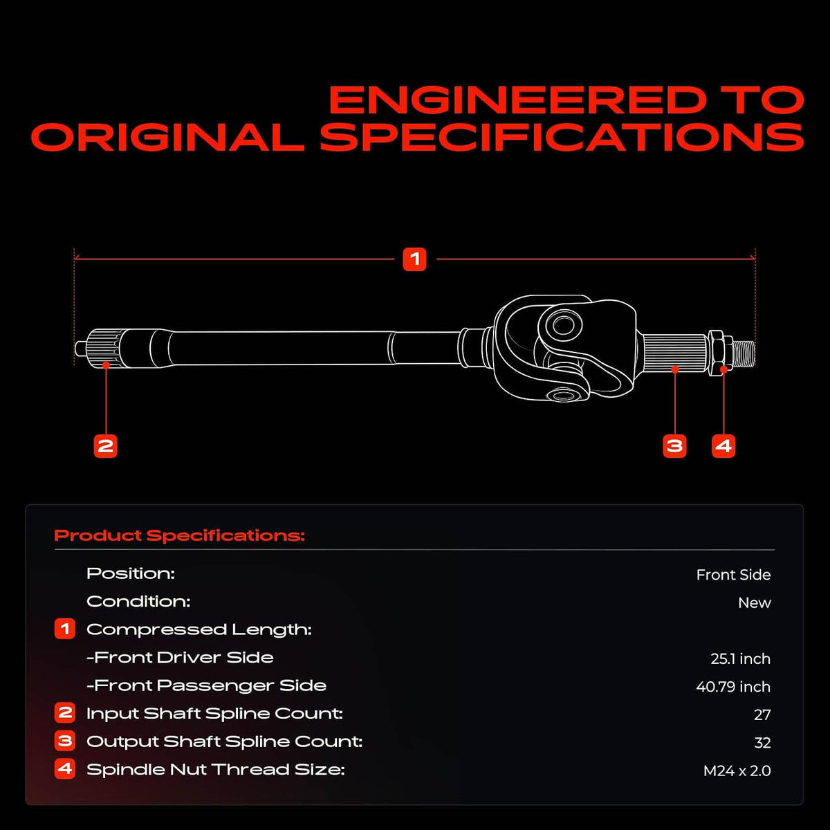A-Premium Set of 2 Front CV Axle Shaft Assembly