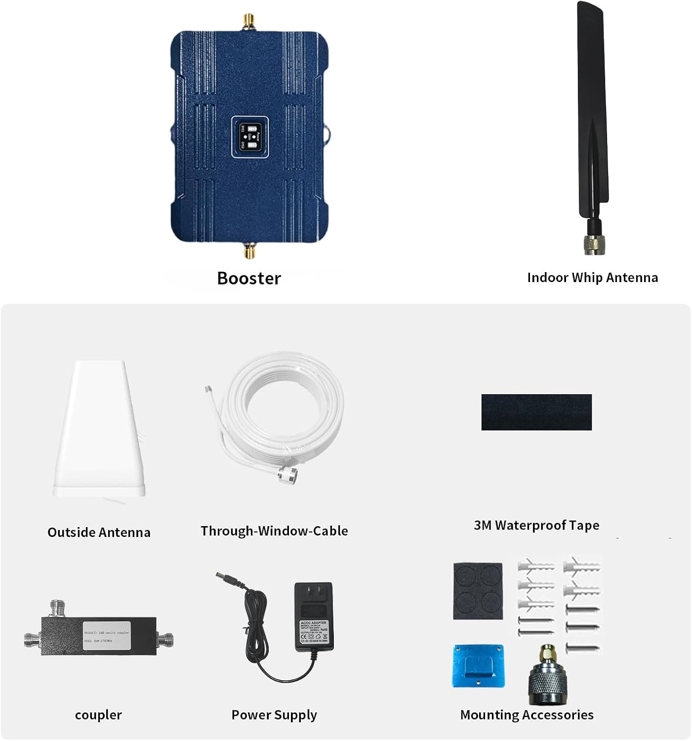 Cell Phone Booster for Home &Office, Up to 8000 Sq.Ft, Cell Phone Signal Booster for Band 2/4/5/12/13/17/25/66, Boost