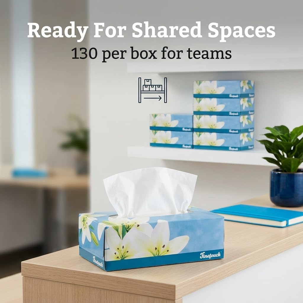 Facial Tissues Boxes Bulk, Soft 2-Ply, 130 Sheets, 6 Pack