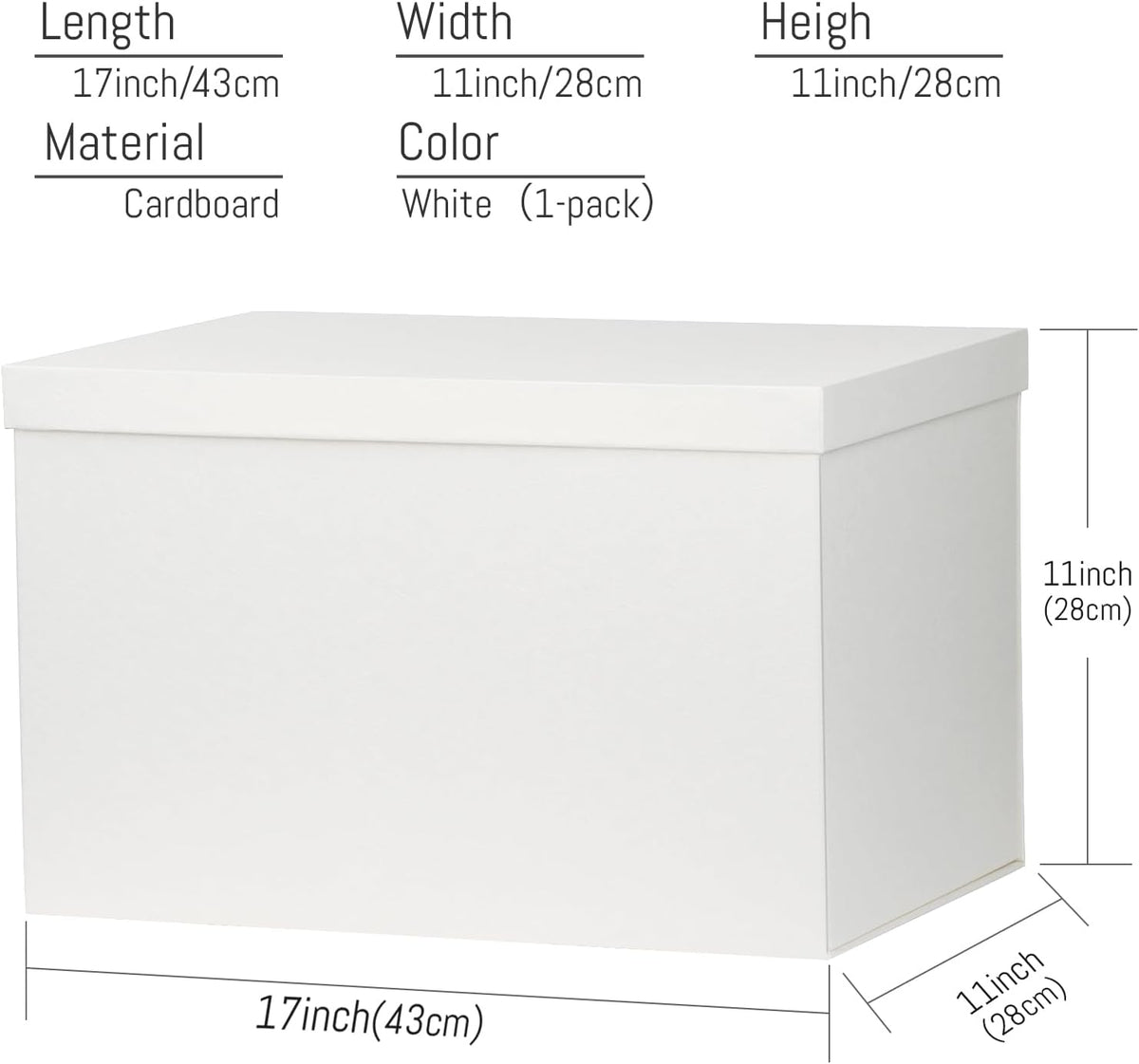 YINUOYOUJI Extra Large White Gift Box with Lids 17x11x11inches