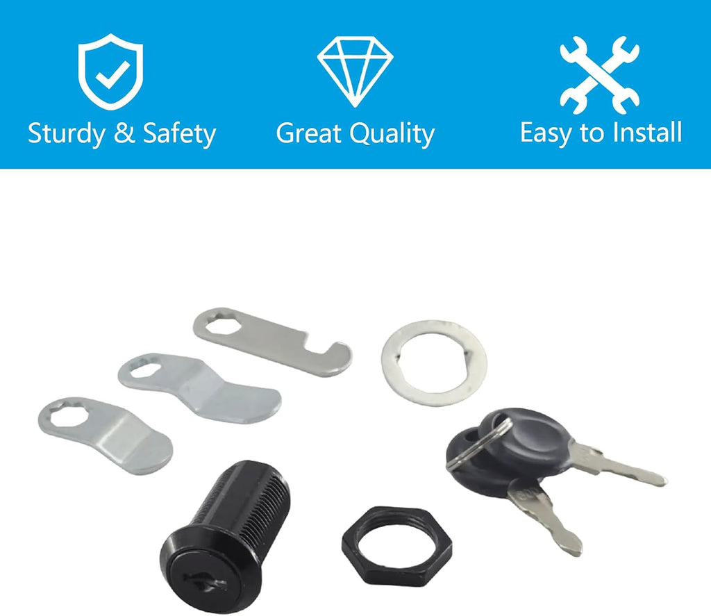 1-1/8"(Black) Cabinet Cam Lock Keyed,for Cabinet Desk Drawers, RV Box, Trailer, Full File Drawer Mailbox RV Storage
