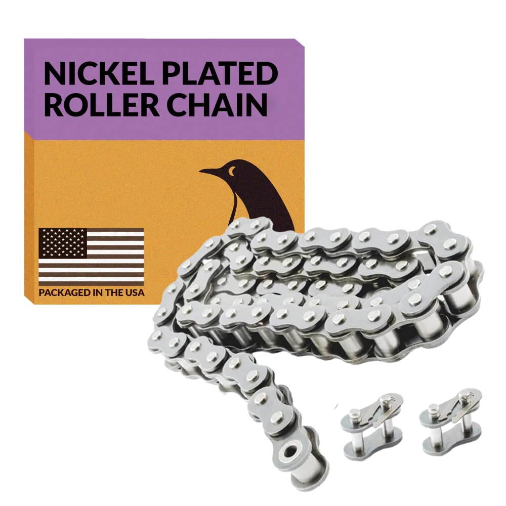 PGN #41 Nickel Plated Roller Chain - 10 Ft + 2 Free Links - 239 Links