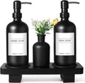 Dish Soap Dispenser for Kitchen, Black Hand Soap Dispenser with Stainless Steel Pump, Kitchen Soap Dispenser Set with