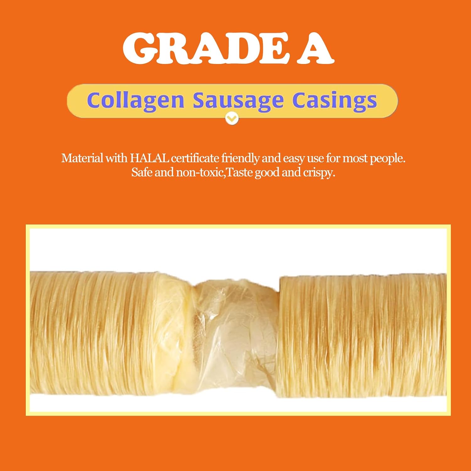 Edible Drying Sausage Casing, HALAL Collagen Sausage Casings for Most Delicious Sausage, Homemade Sausages Ham for