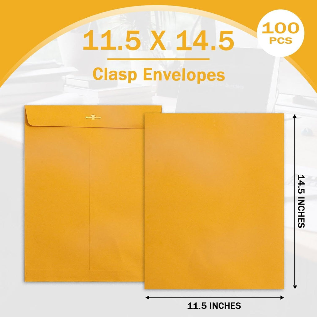 11.5 x 14.5 inch Clasp Envelopes, Manila, 100 Pack