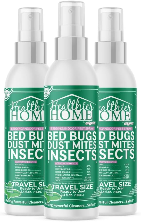 Bed Bug Spray, 3 Pack, Travel Size, Natural, Plant Based Bed Bug Killer, Insect & Pest Control for Home and Hotels