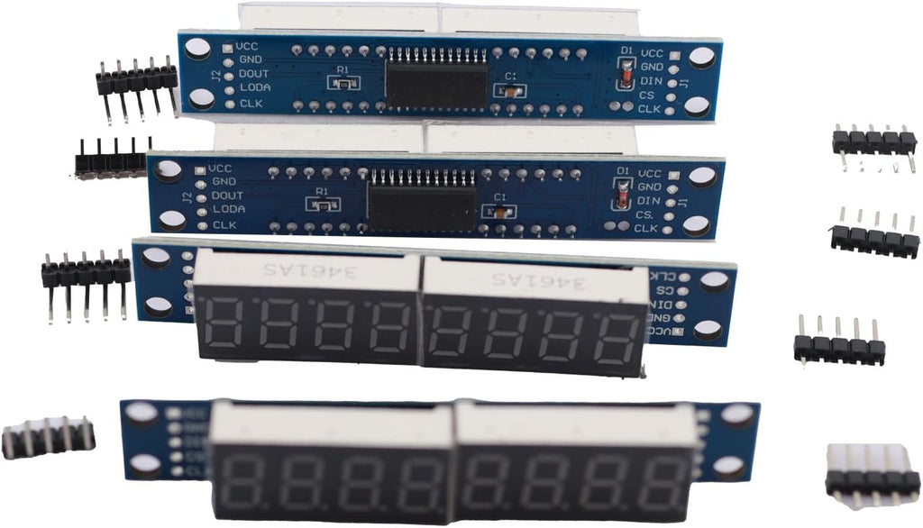 DEVMO 4pcs 8-Digit 7 Segment Module MAX7219 8 Bit Digital Segment Tube LED Display Module Supports Cascade Eight Bit Serial 3 IO Ports Compatible with Ar-duino MCU/51/AVR/STM32