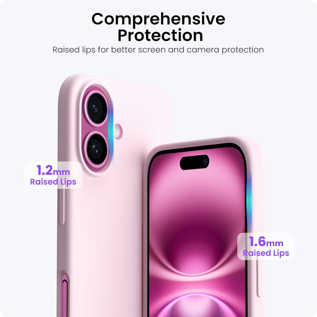 Compatible with iPhone 16 Case 6.1", Slim Liquid Silicone 3 Layers Full Covered Soft Gel Rubber Shockproof Phone