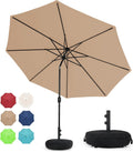 10 ft Patio Umbrella with Sand Bag Umbrella Base Included, Outdoor Umbrella with Tilt and Crank, Tan
