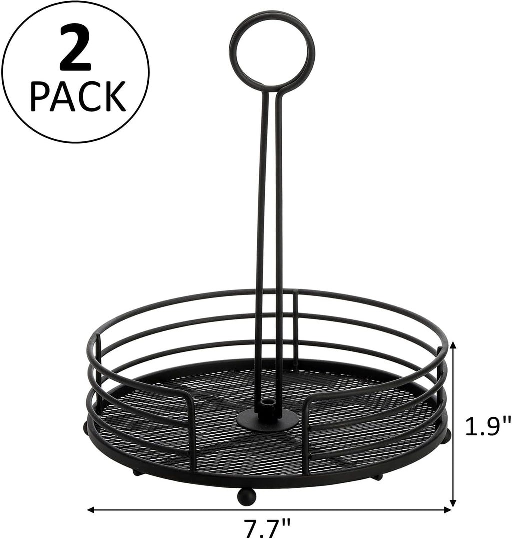 2 Pack Metal Condiment Caddy, Tabletop Spice Organizer for Kitchen Pantry, Patio Tables, Countertop, Picnics, Dining