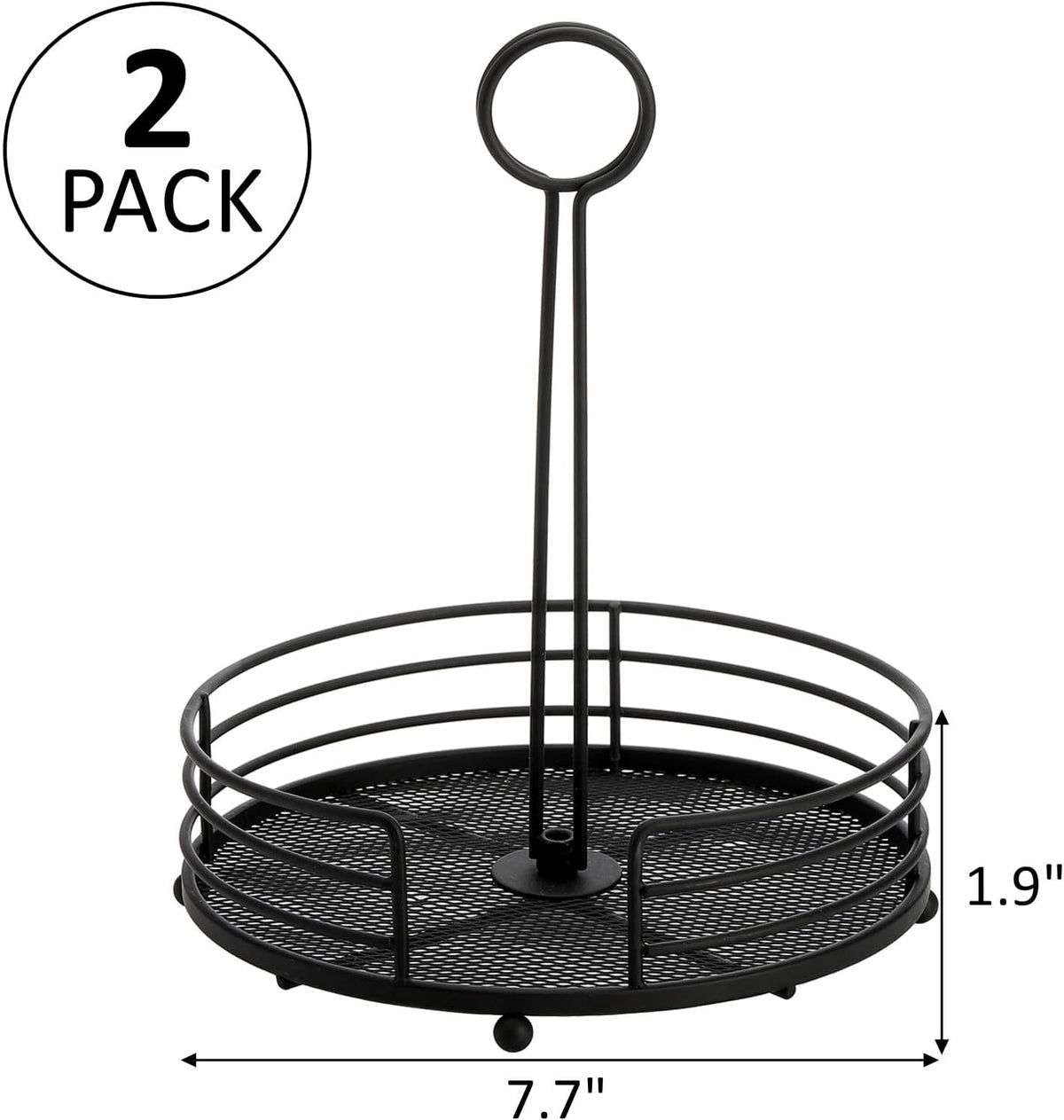 2 Pack Metal Condiment Caddy, Tabletop Spice Organizer for Kitchen Pantry, Patio Tables, Countertop, Picnics, Dining