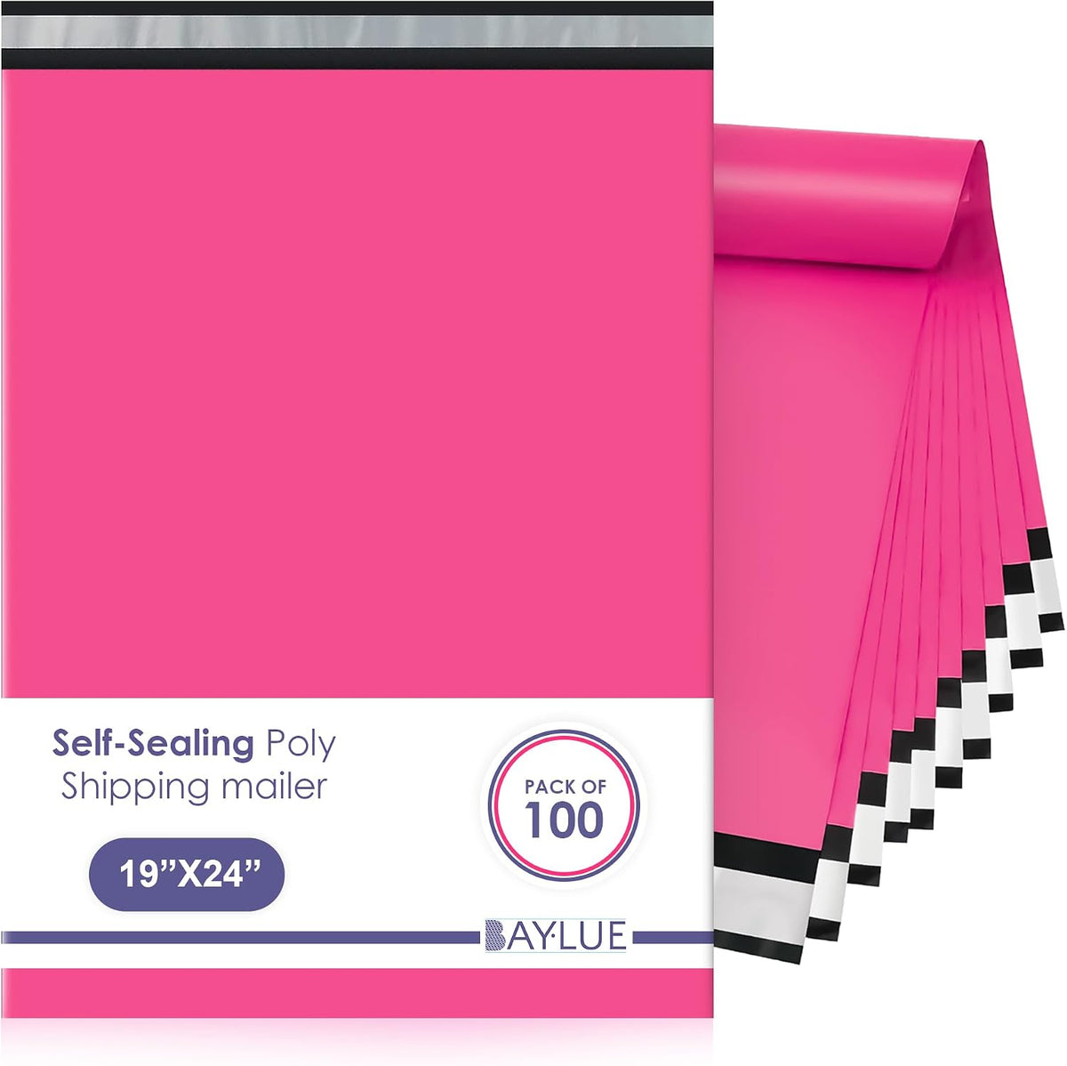 Hot Pink Poly Mailers 19x24, Shipping & Mailing Bags, 100 Pack Bulk