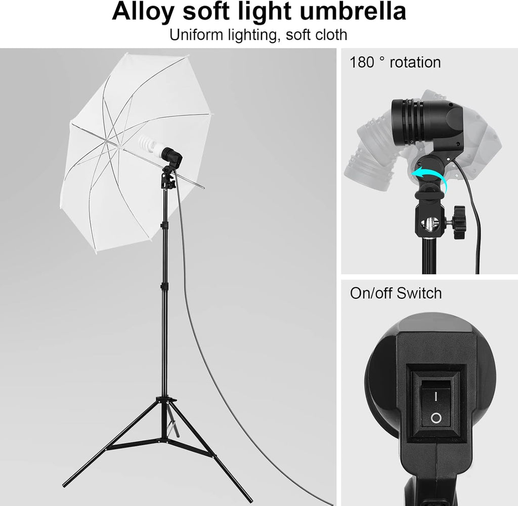 Photography Lighting kit with Backdrops, 8.5x10ft Backdrop Stands, UL Certified 5500K 800W Equivalent 25W LED