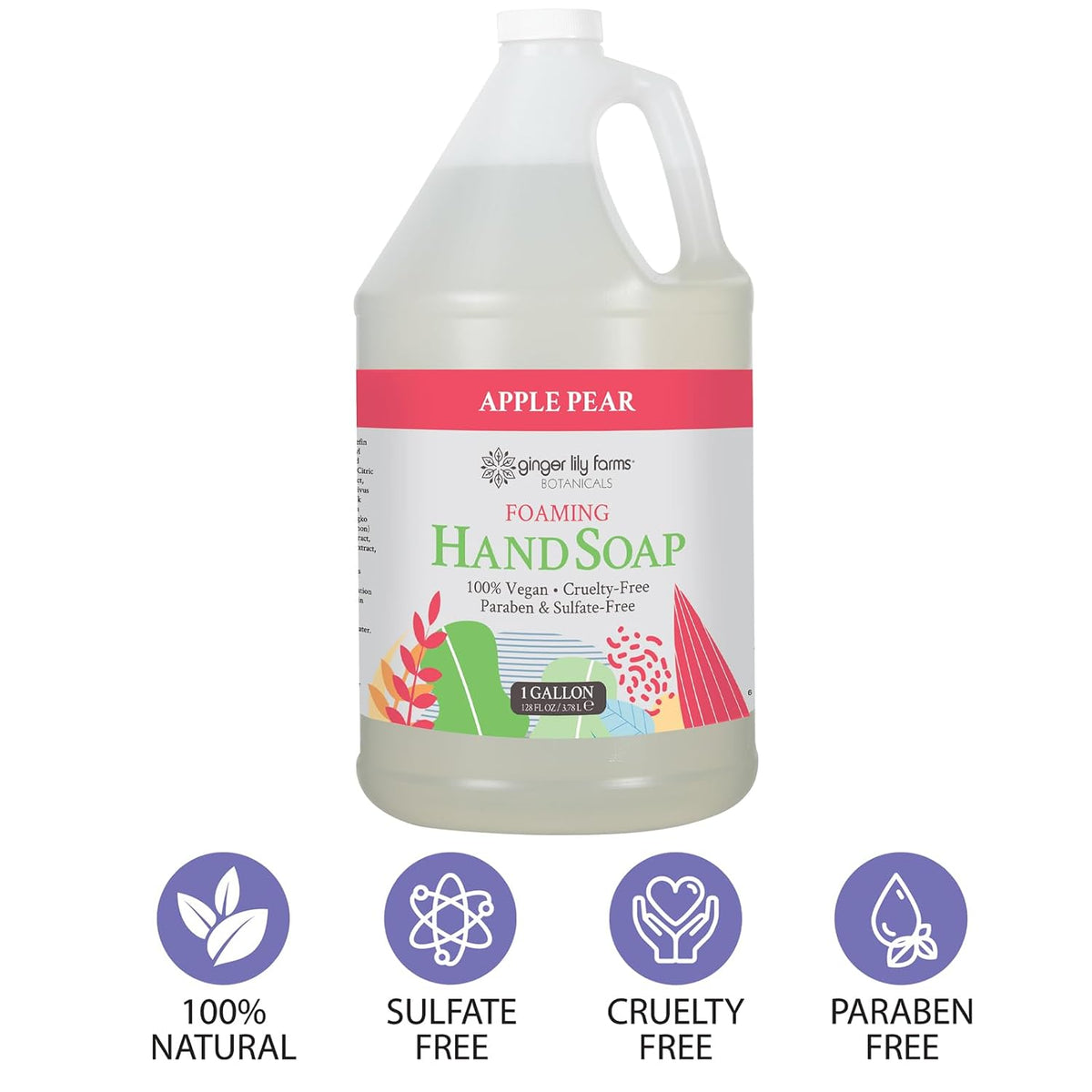 Botanicals Foaming Hand Soap, 128oz, Apple Pear