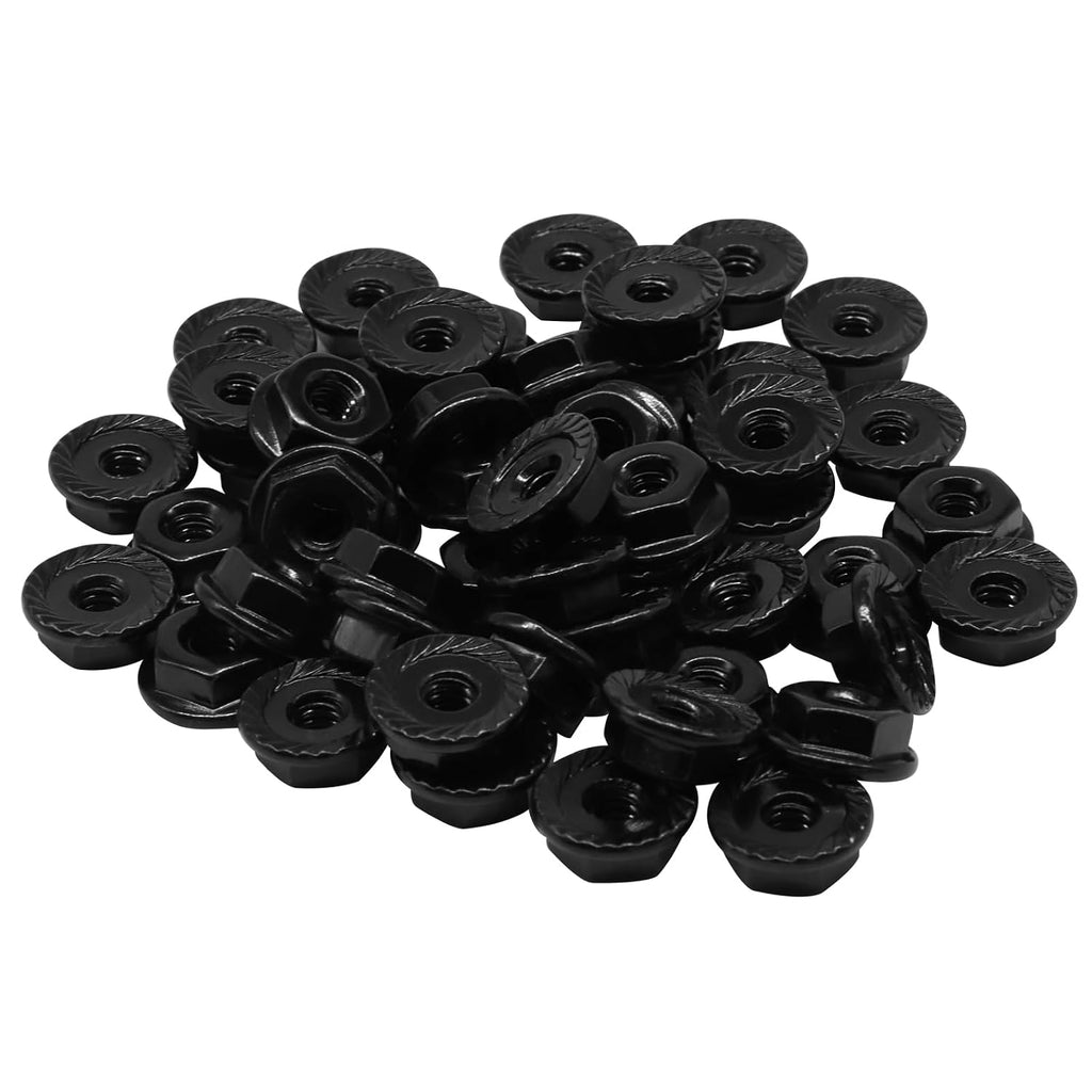 Bonsicoky #6-32 Serrated Flange Nuts, 50 Pack, Black