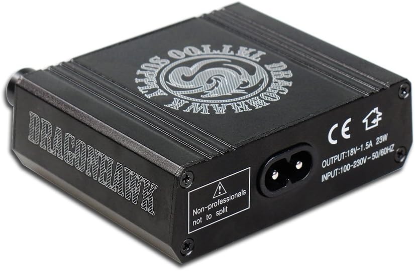 LCD Dual Tattoo Machine Gun Power Supply Foot Pedal Clip Cord P076 (Black)