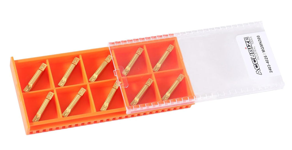 Accusize Industrial Tools Mgmn300 Tin Coated Carbide Inserts, 10 Pcs/Box, 2403-4026x10
