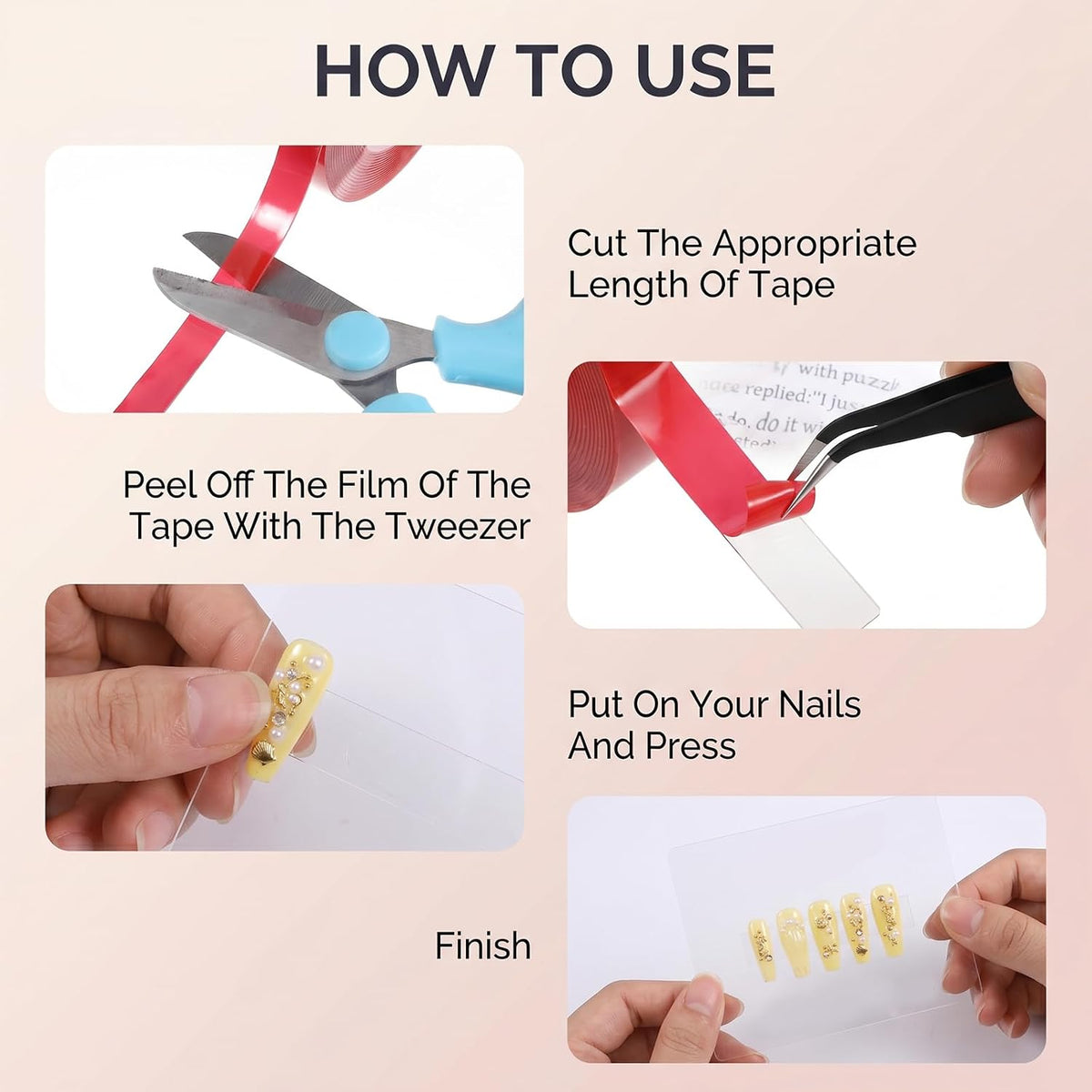 6 Rolls Adhesive Strong Sticky Nail Double Tapes Double Sided Tape