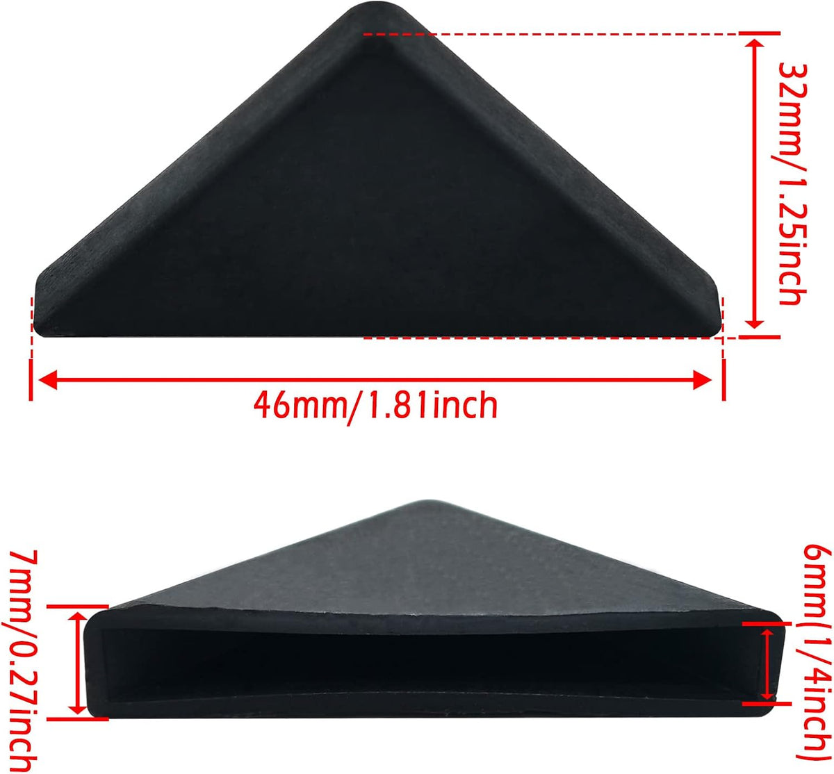 6mm(1/4inch) Black Triangle Shape Plastic Glass Corner Protector,Collision-Proof Right-Angle Plastic Corner Guard for