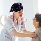 Scrub Caps Women, Surgical Caps with Buttons, Ponytail Nurse Hat, Bouffant Scrub Hats with Hair Scrunchy Adjustable