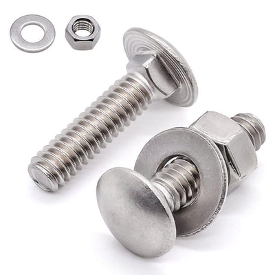 (8 Sets) M10-1.5 x 30mm Stainless Steel Carriage Bolts Screws Kits, Round Head Square Neck Screws, Hex Nuts & Flat