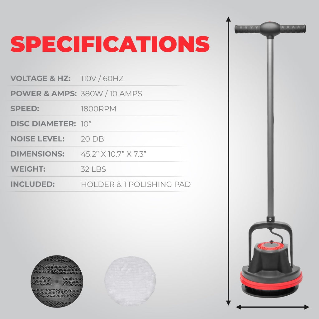 10" Commercial Orbiter Hard Floor Polisher Cleaner Machine, Wide Cleaning Path Buffer Multi-Purpose Floor Cleaning